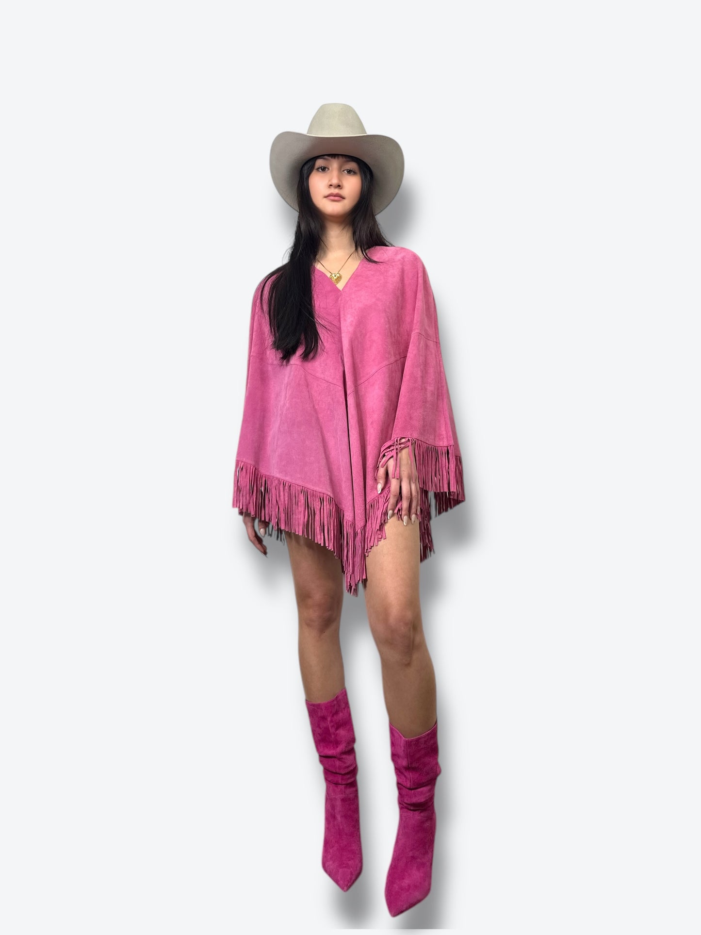 Y2K Metrostyle Suede Pink Poncho