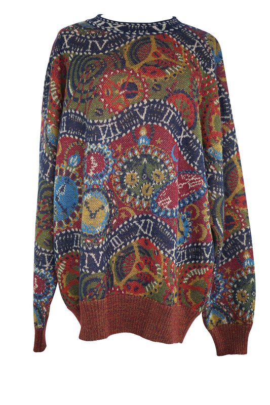 1990's Missoni Colorful Clock Sweater