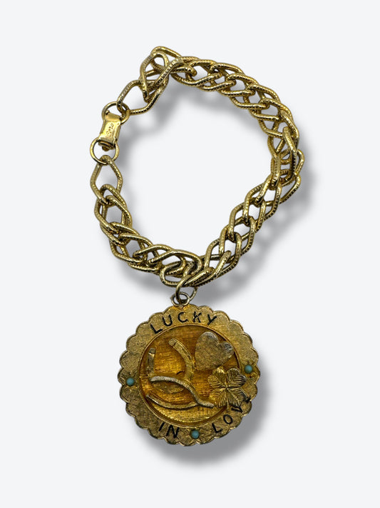 1970s “Curo” Lucky in Love Chain Medallion Bracelet