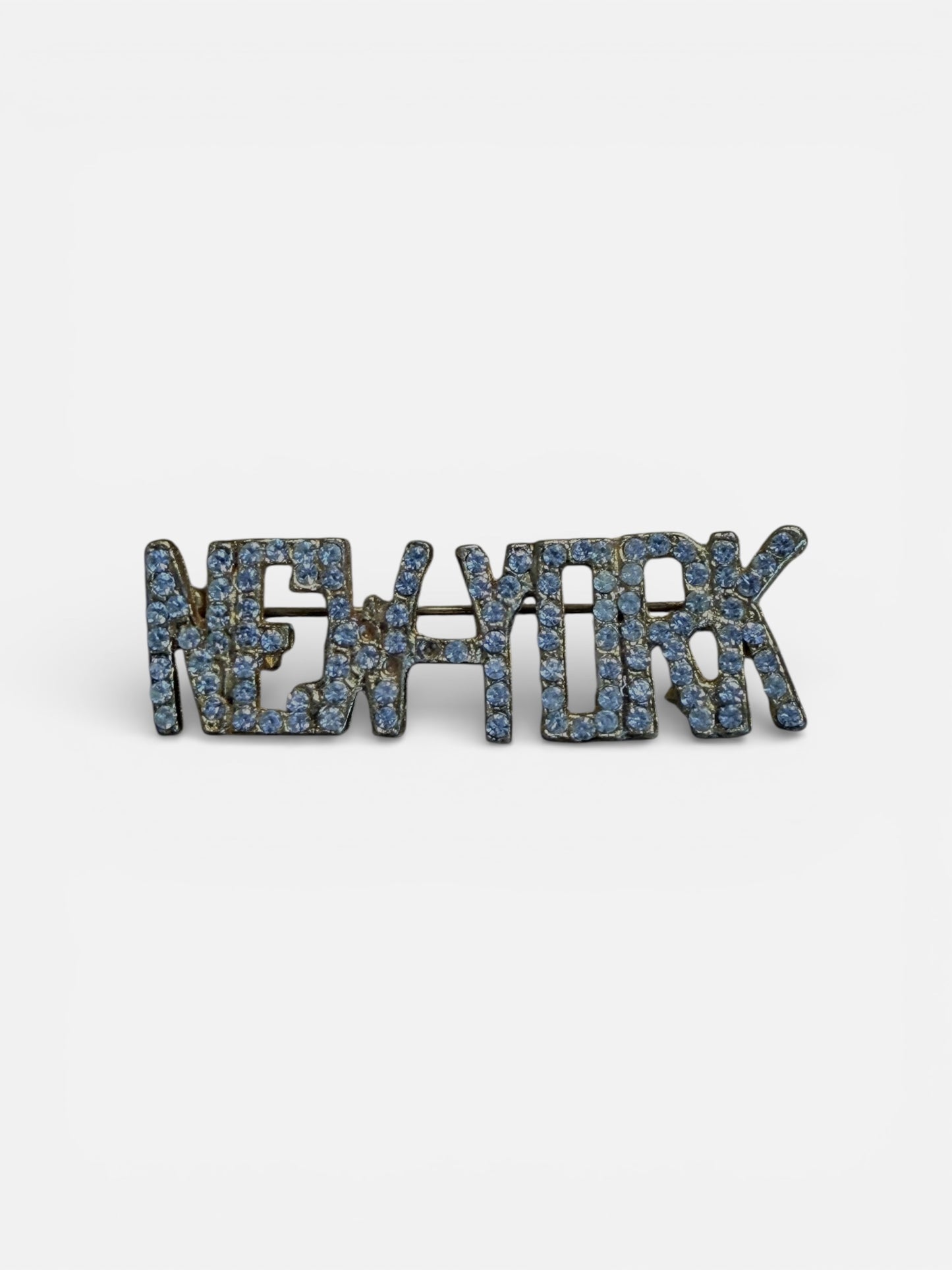 1990s New York Rhinestone Brooch