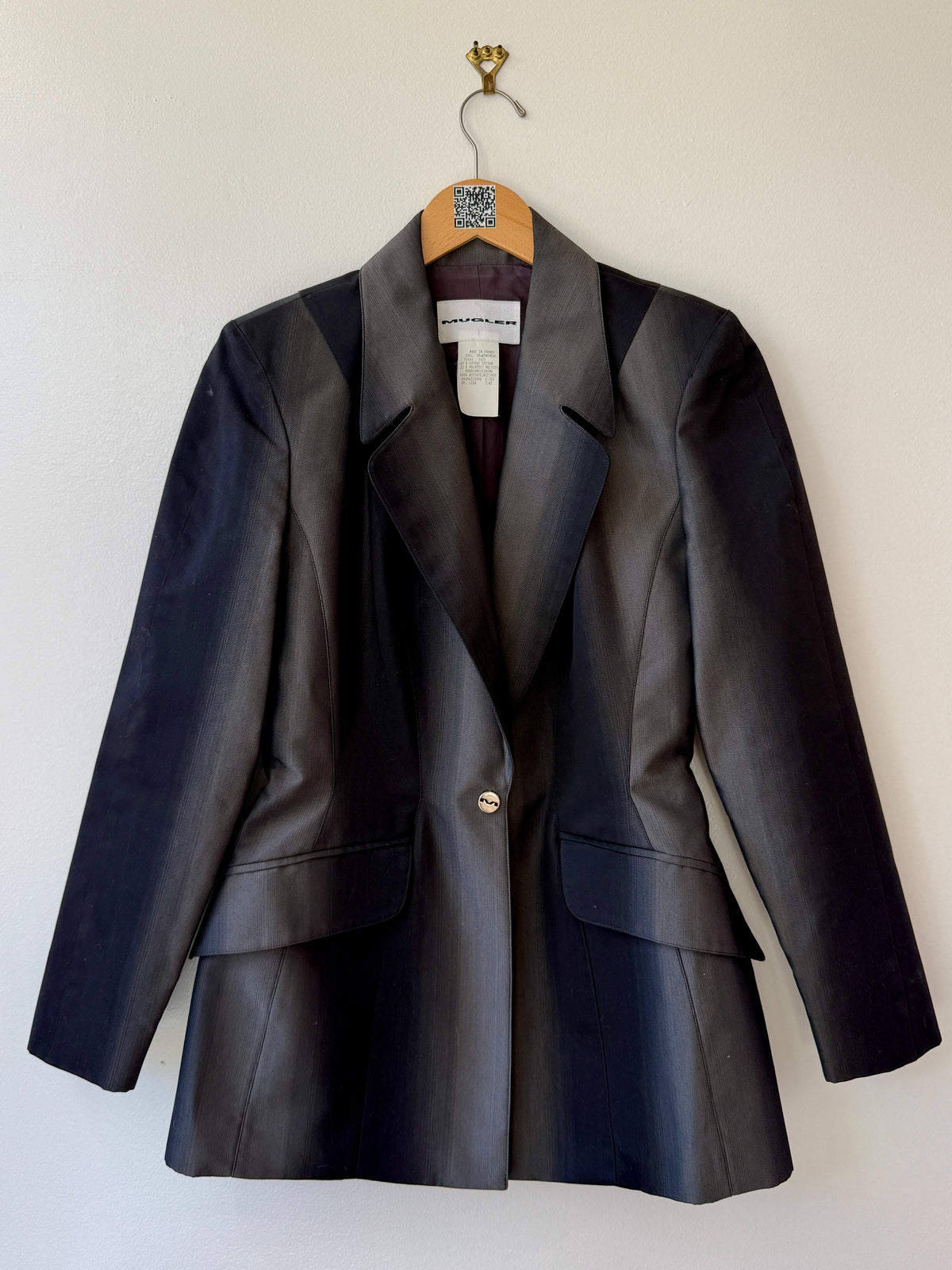 1990s Mugler Sliver & Gray Suit Jacket