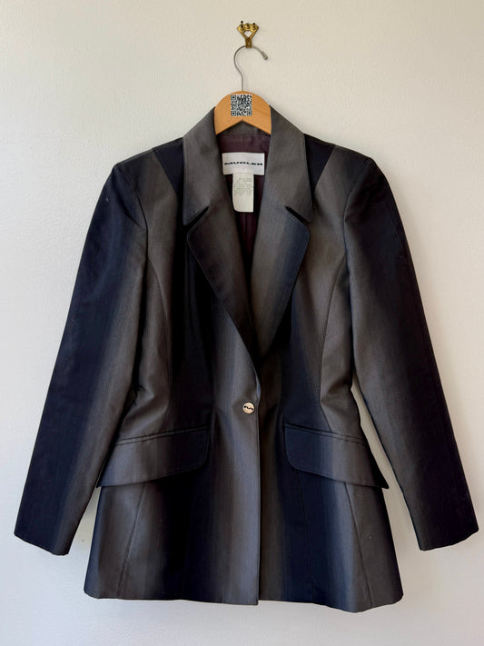 1990s Mugler Sliver & Gray Suit Jacket