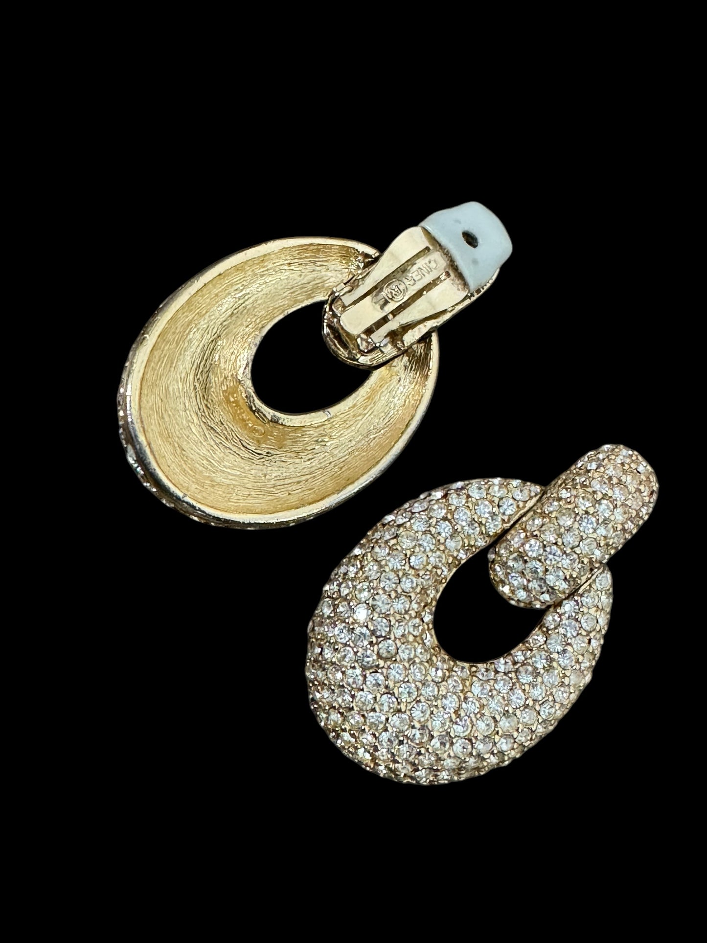 1970s Ciner Gold & Crystal Earrings (Clip On)