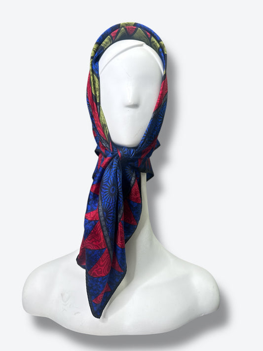 1970s 31” x 31” Diane Von Furstenberg Geometric Silk Scarf