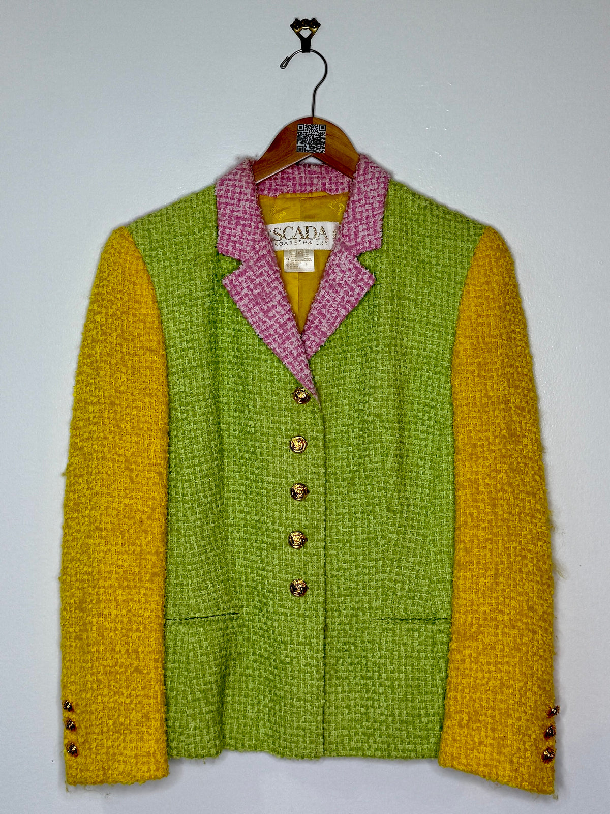 1990s Escada Margaretha Ley Colorblock Tweed Jacket