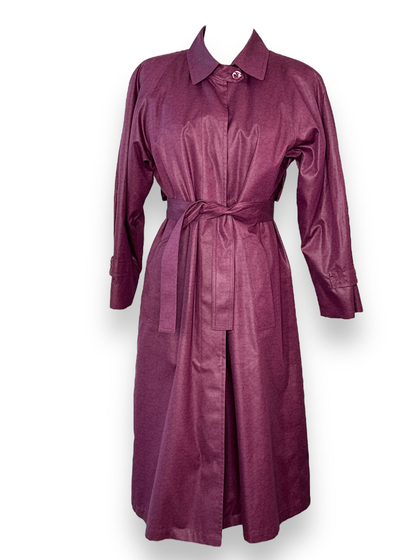 London Fog Burgundy Floral Trench