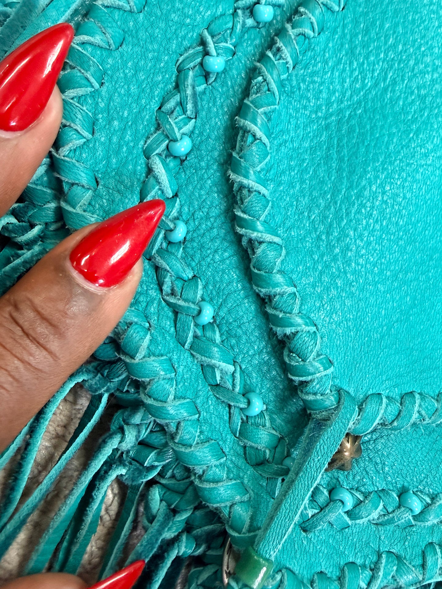 1970s Turquoise Fringe Crossbody – Bohemian Leather Festival Bag