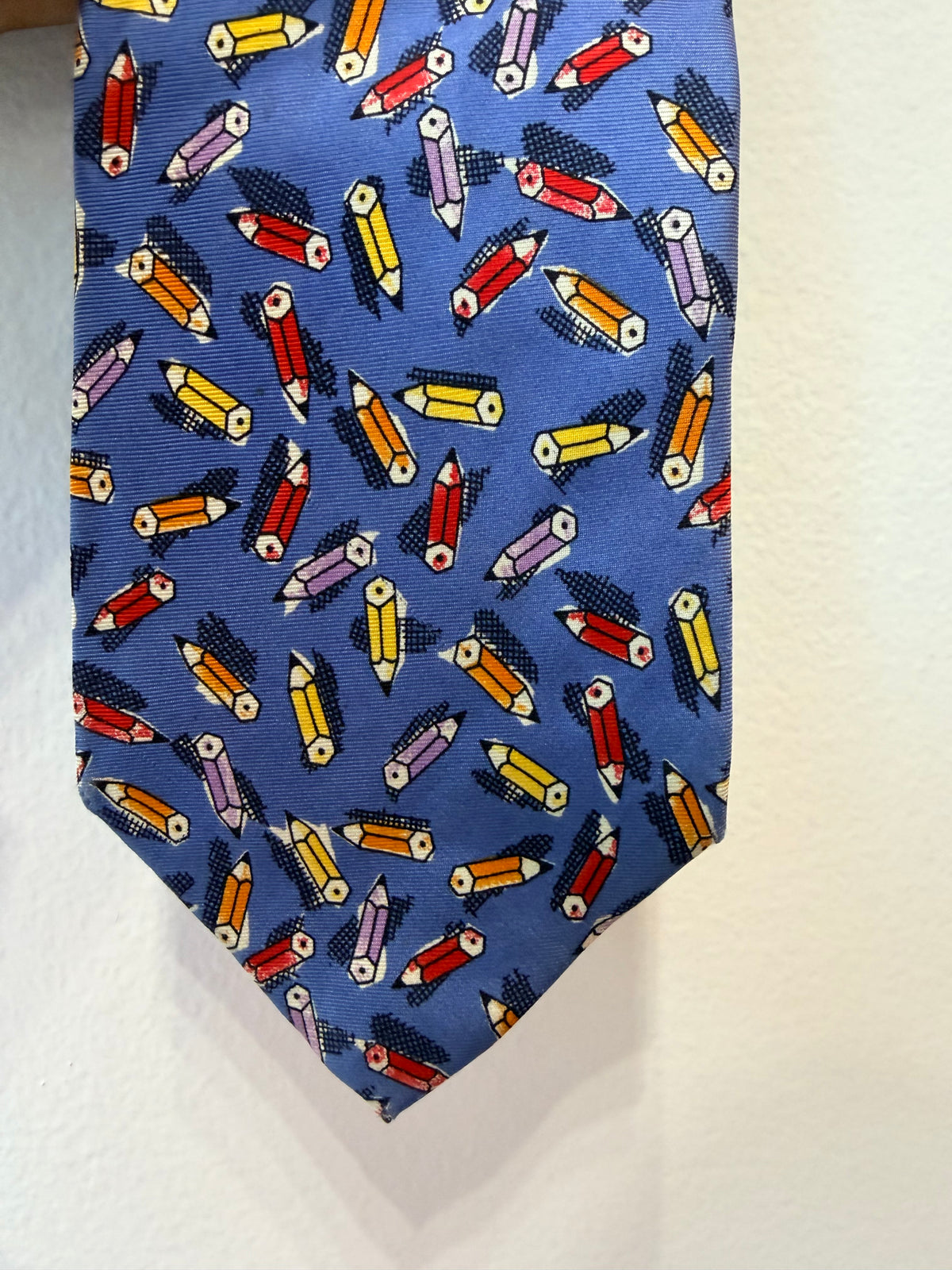 Vintage Les Copains Blue Silk Pencil Tie