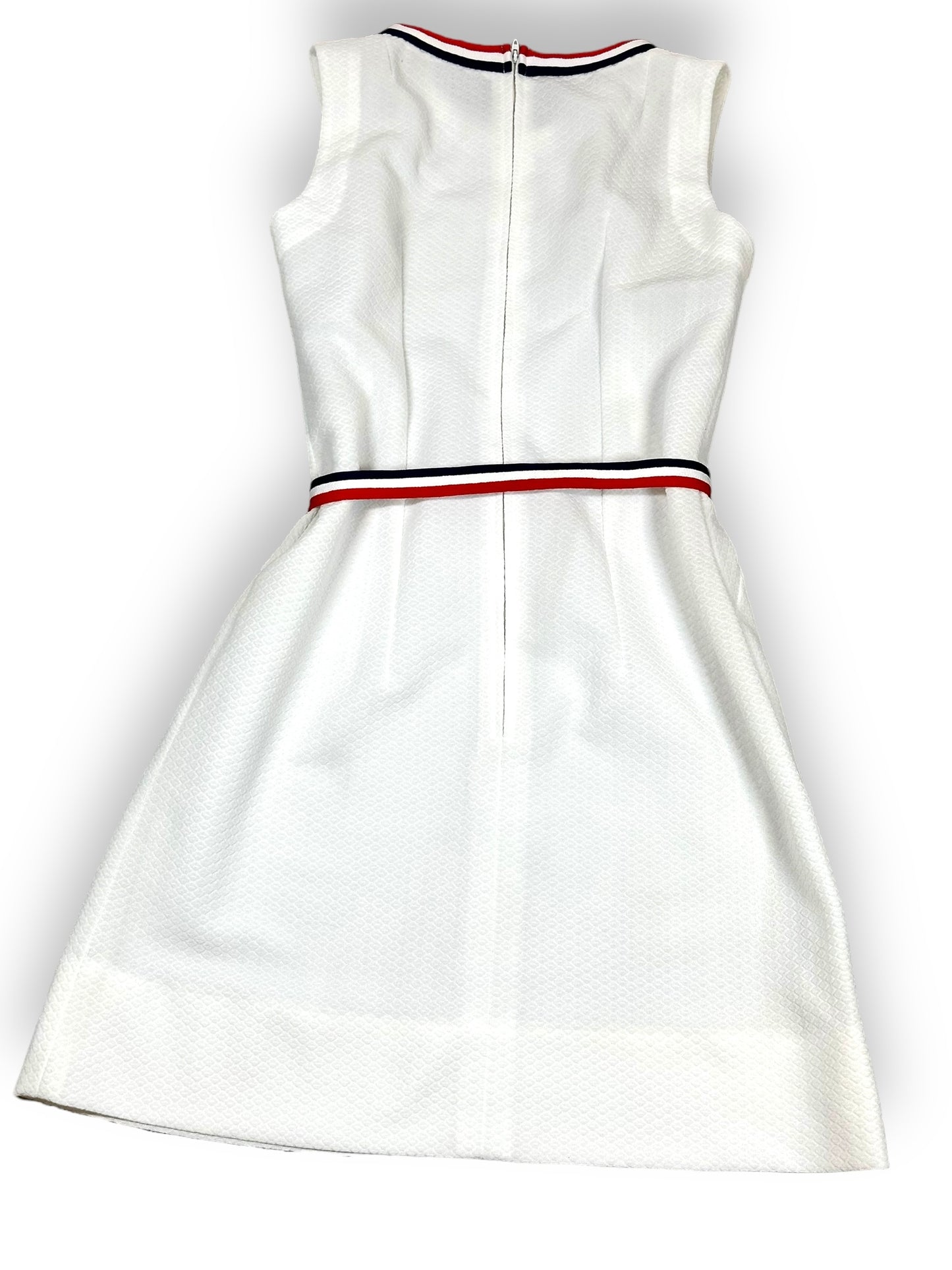 1970s White Mesh Belted Shift Dress
