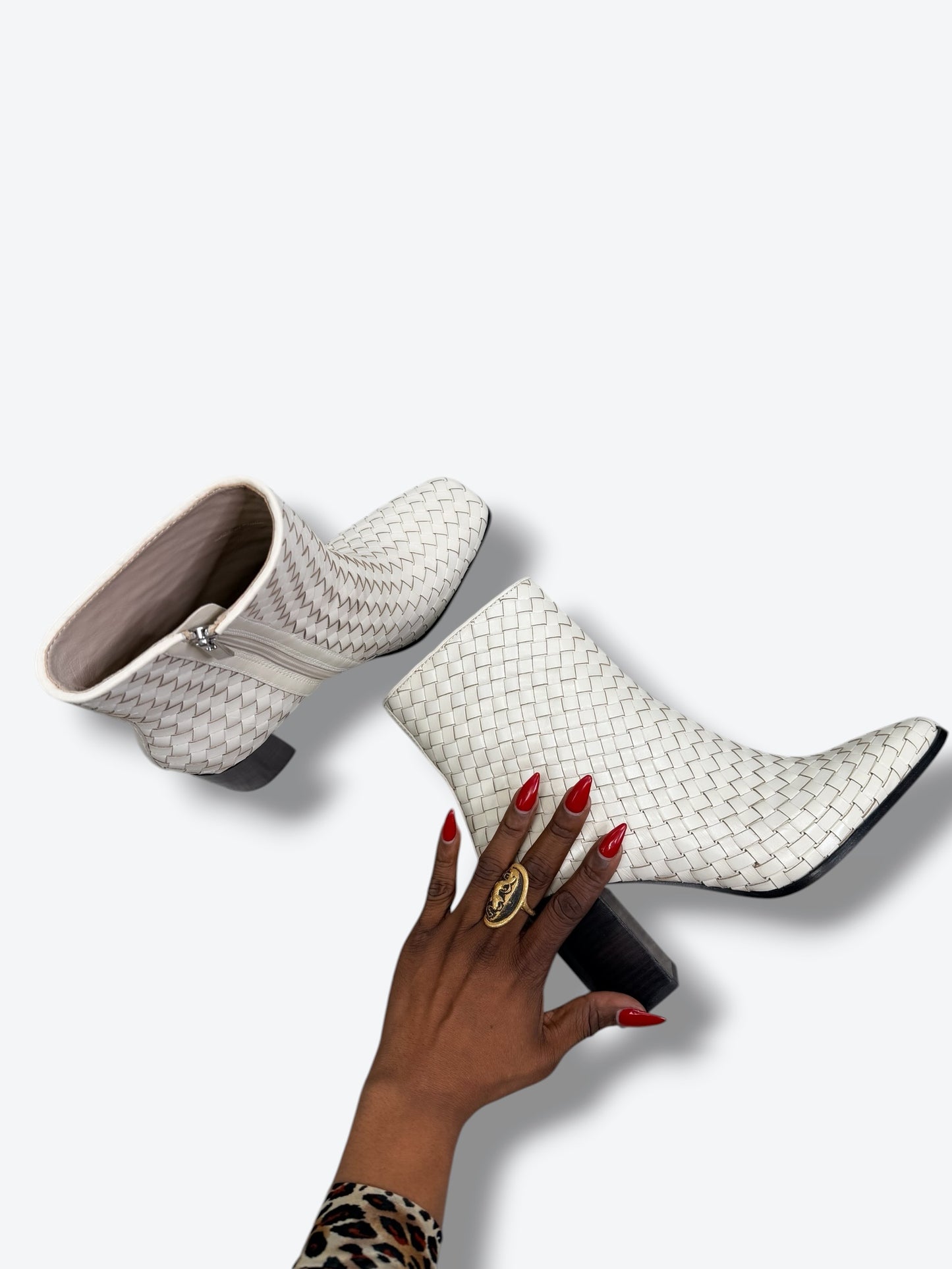 PAIGE Lilah Woven Leather Ankle Boot (Size 10)
