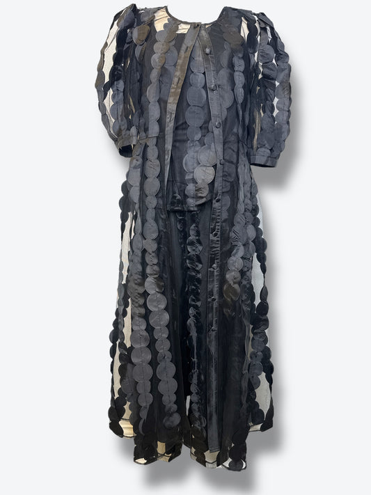 Pre loved Black Circular Sheer 3 Piece Suit