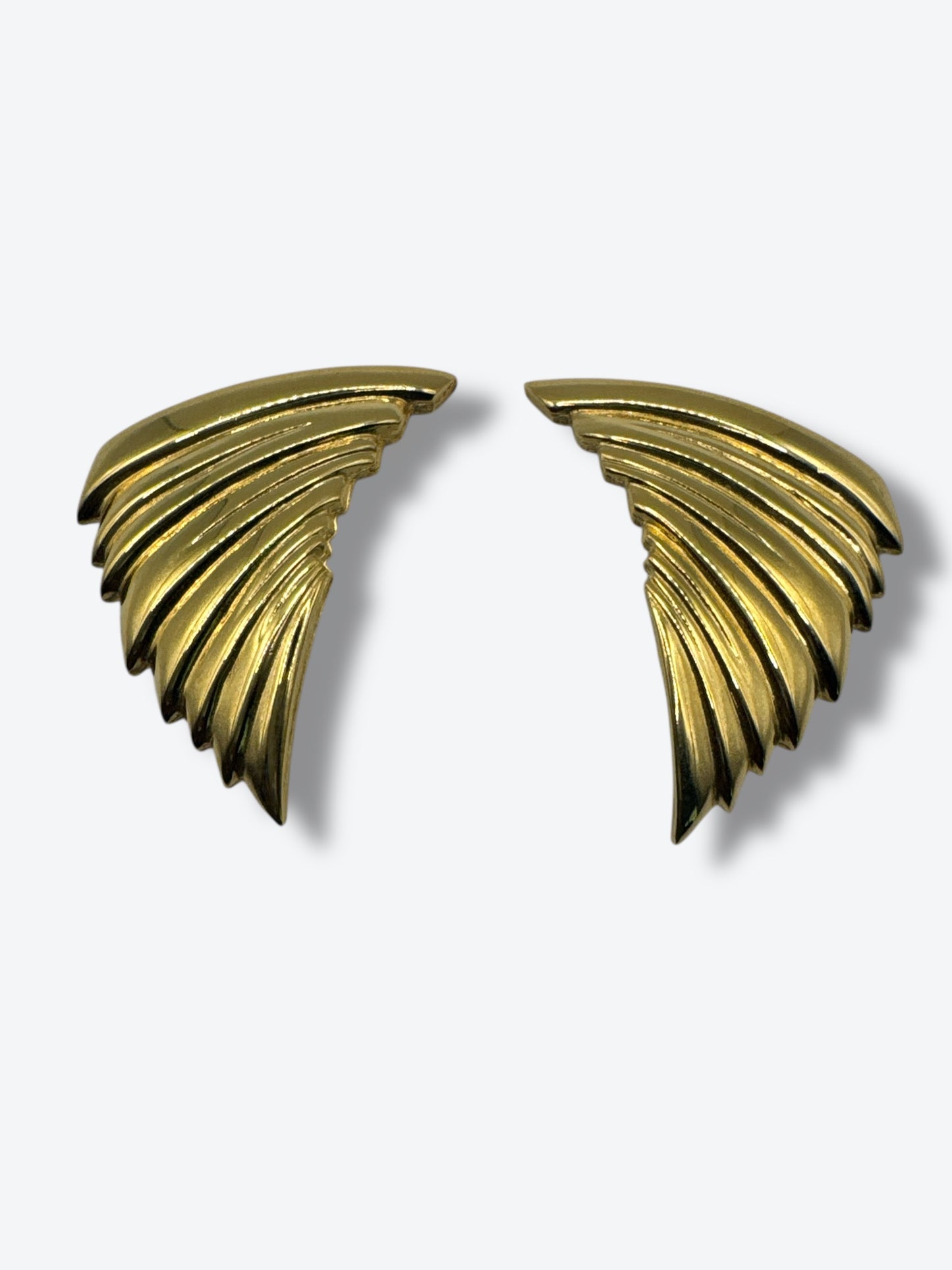 1980s Givenchy Gold Fan Earrings (Clip)