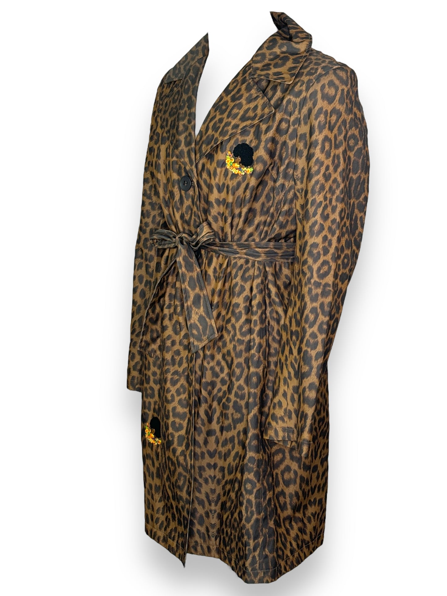 Kameo Merch Upcycled Cheetah Trench Coat