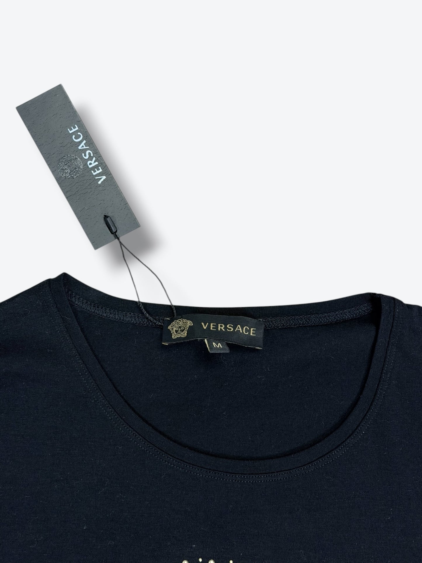 Y2K Versace Graphic Logo T-Shirt – Black | Statement Designer Streetwear