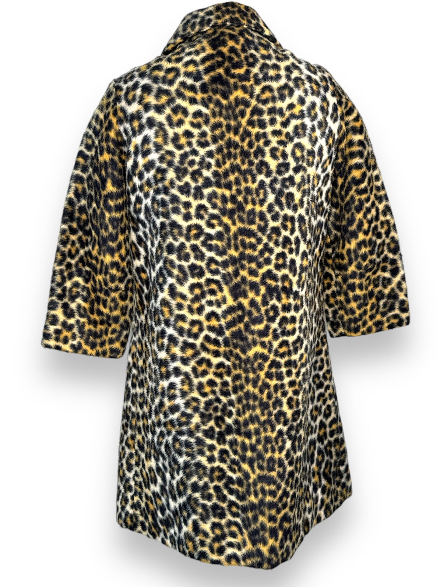 1960s Faux Fur Cheetah Print Pea Coat