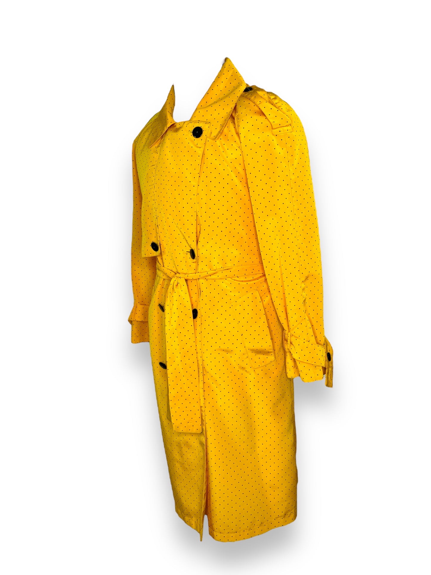 1990s J. Gallery Yellow Polka Dot + Pleated Trench