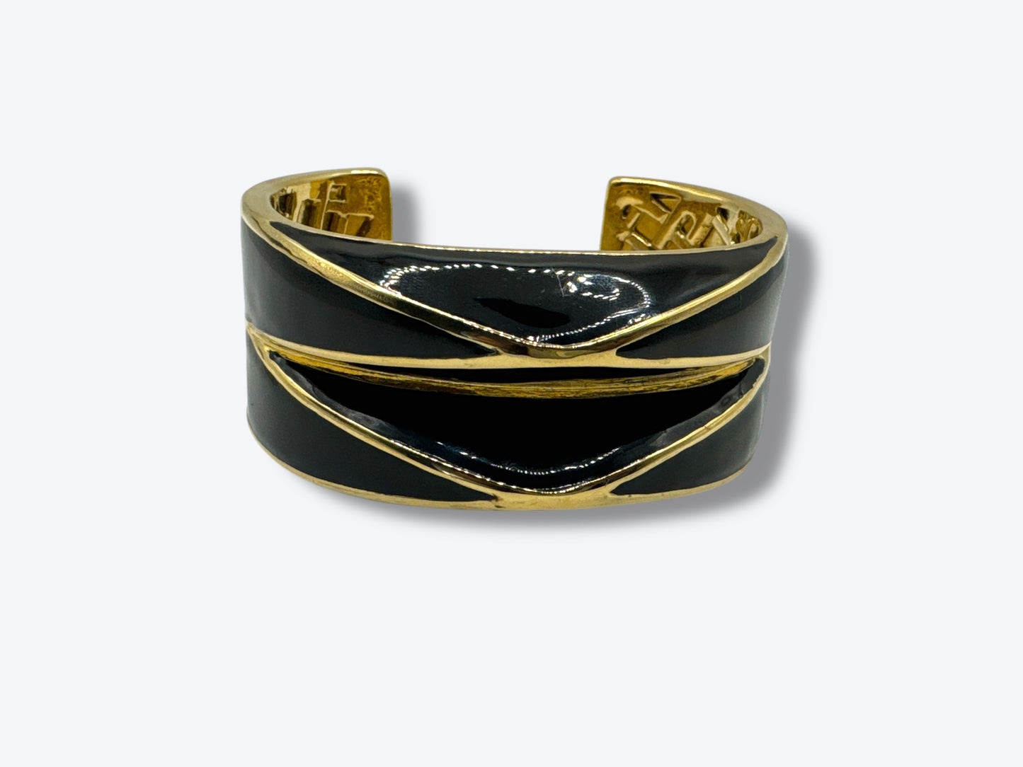 1980s/1990s St John Black and Gold Enamel Cuff