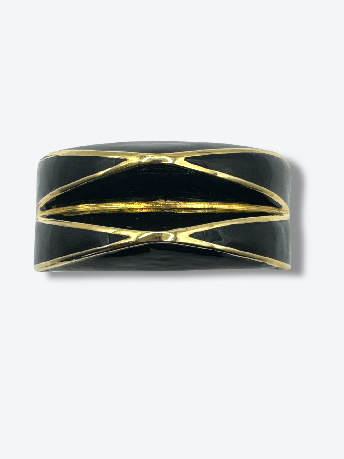 1980s/1990s St John Black and Gold Enamel Cuff