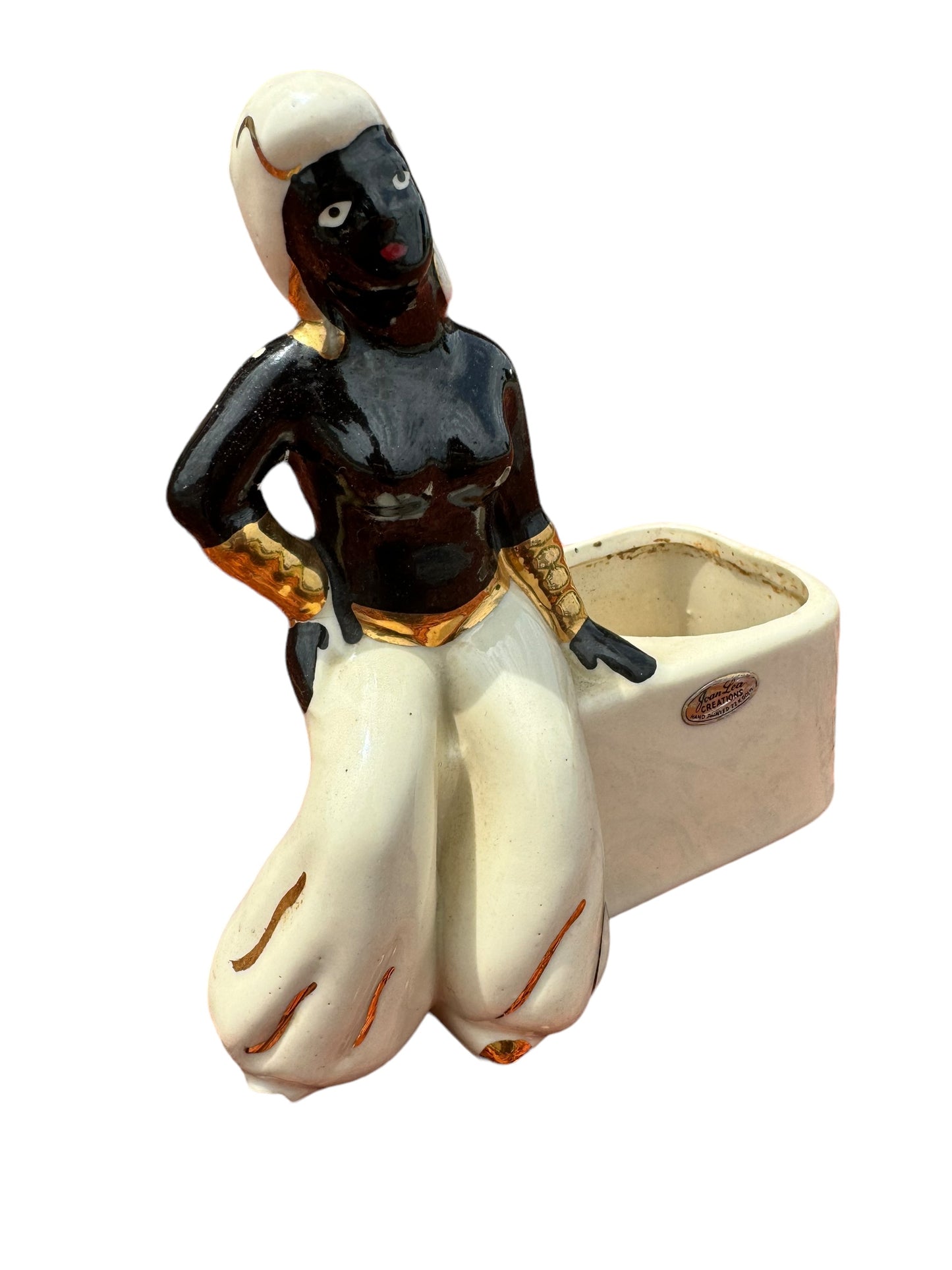 1950s Joan Lea Creations 22K Gold African Woman Planter