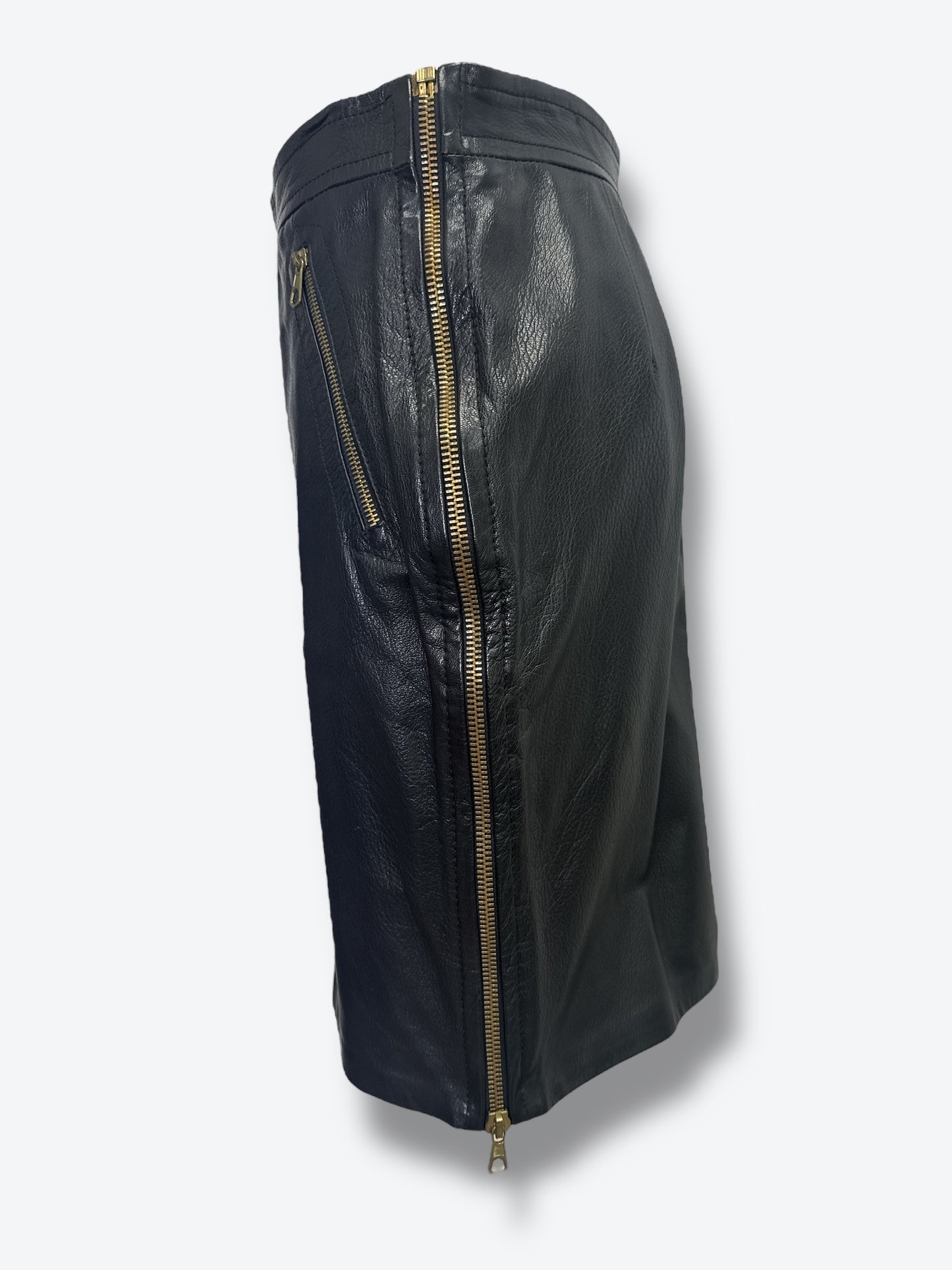 #6. Franco Moschino Prêt-À-Porter Black High Waisted Industrial Zipper Pencil Skirt
