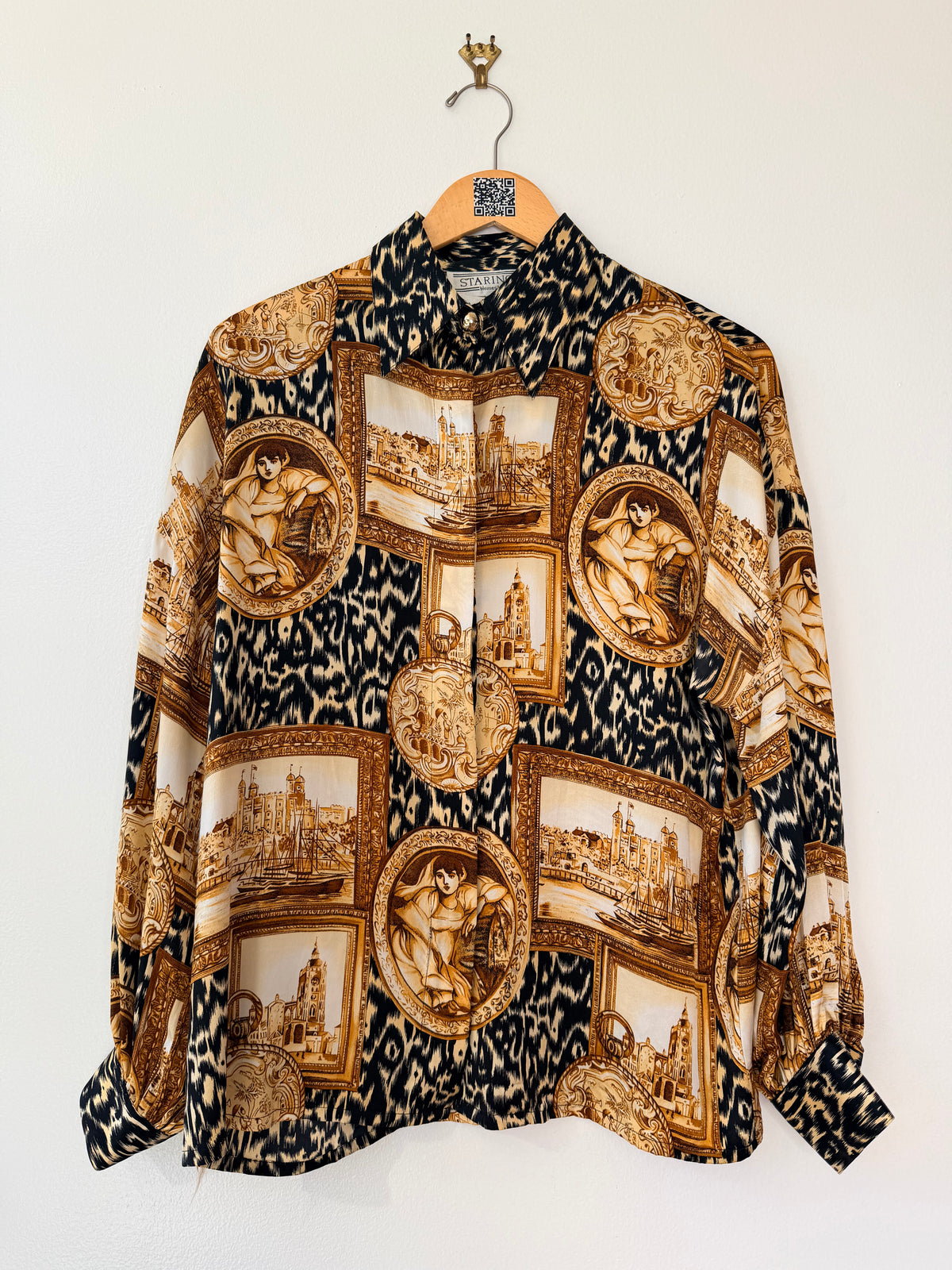 1990s Starington Mixed Media Cheetah Blouse