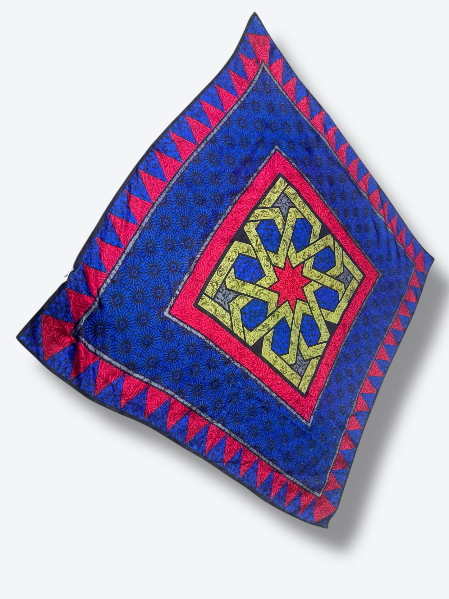 1970s 31” x 31” Diane Von Furstenberg Geometric Silk Scarf