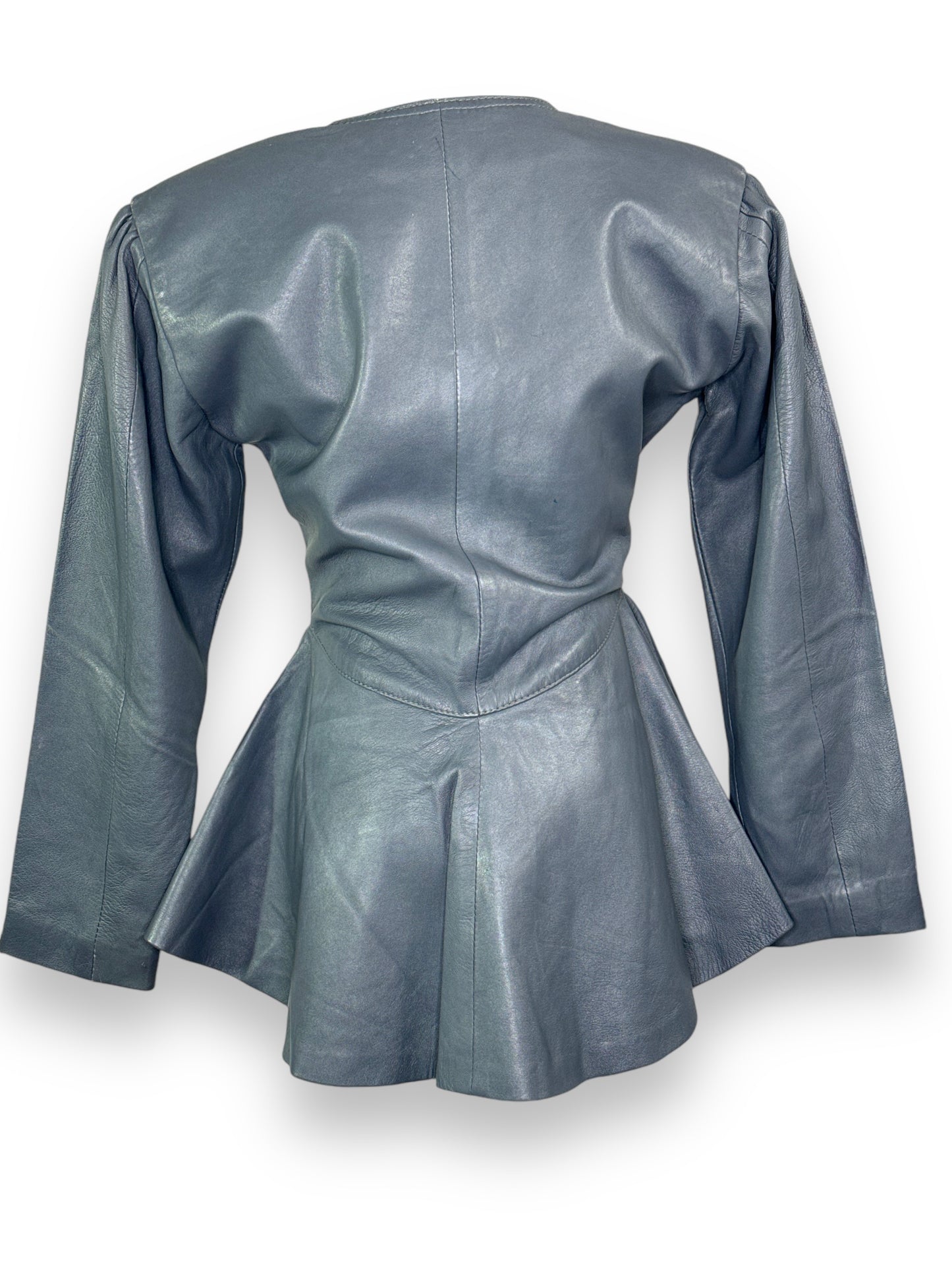 1970s “Leather Classic” Gray Peplum Jacket