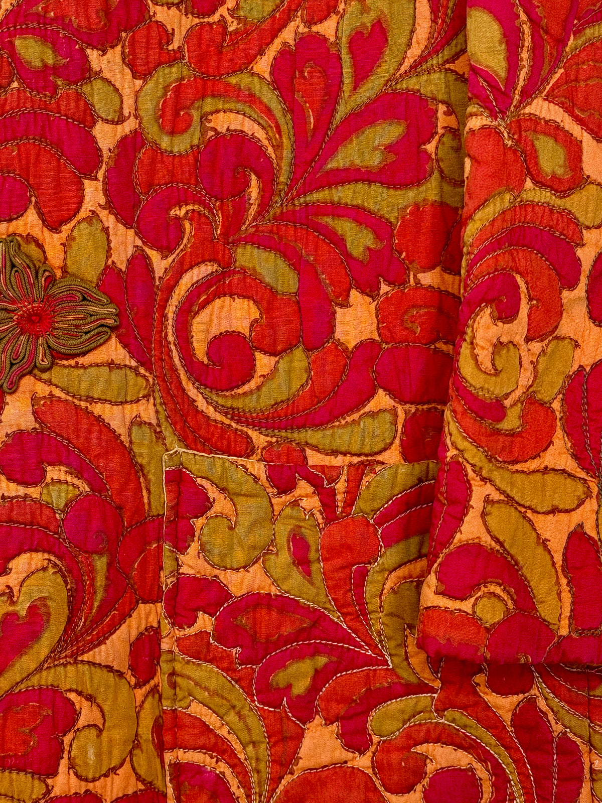 1960s Red & Gold Quilted Coat