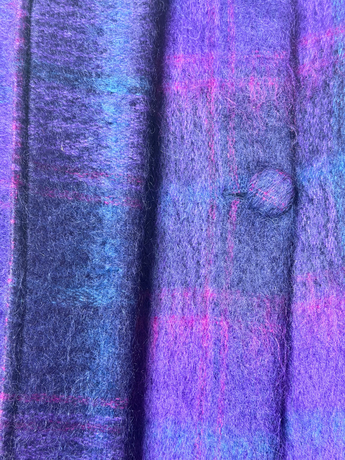 1950s Purple & Blue Wool Poncho
