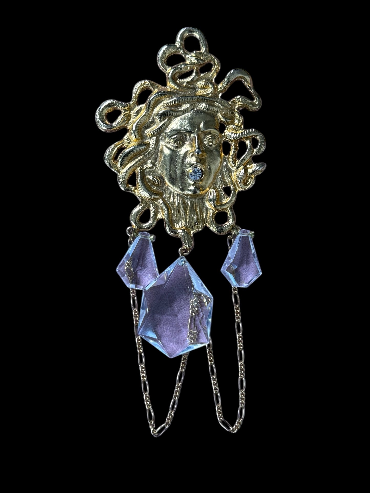 Vintage 6” Medusa Head & Gem Brooch