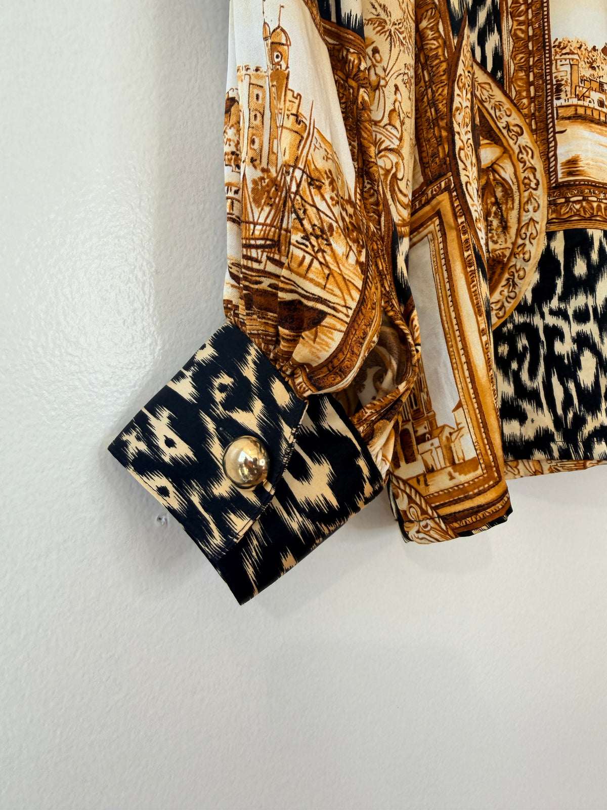 1990s Starington Mixed Media Cheetah Blouse