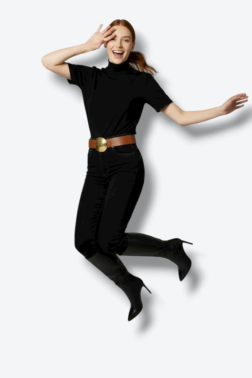 Robert Lee Morris Brown Circle Buckle Belt