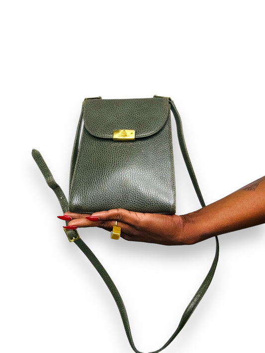 1970s Mark Cross New York Hunter Green Crossbody Clutch