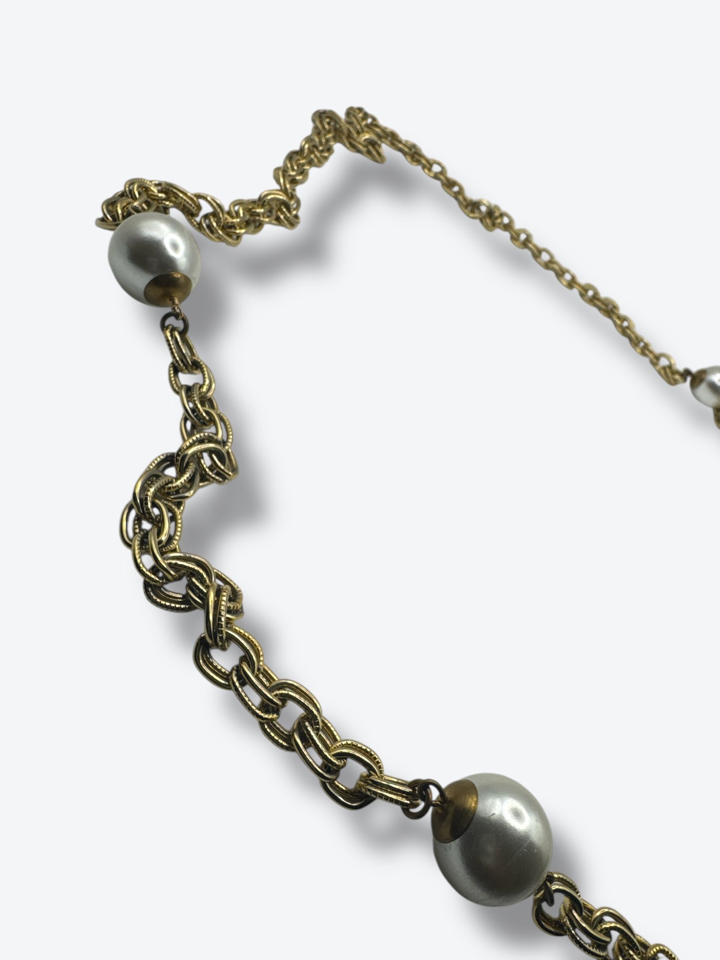 1970s Gold Rope and Pearl Station Necklace