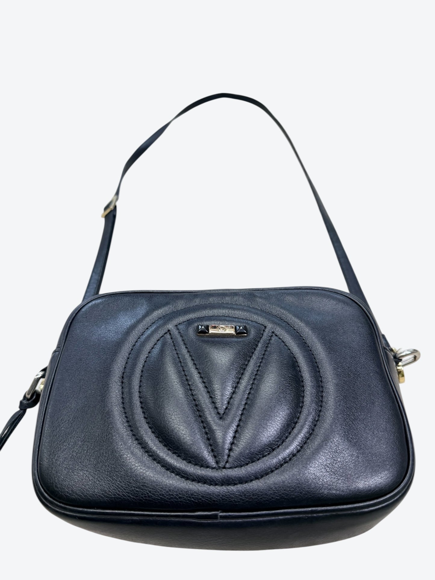 Valentino Garavani V Logo Leather Shoulder Bag – Black | Y2K Minimalist Luxe
