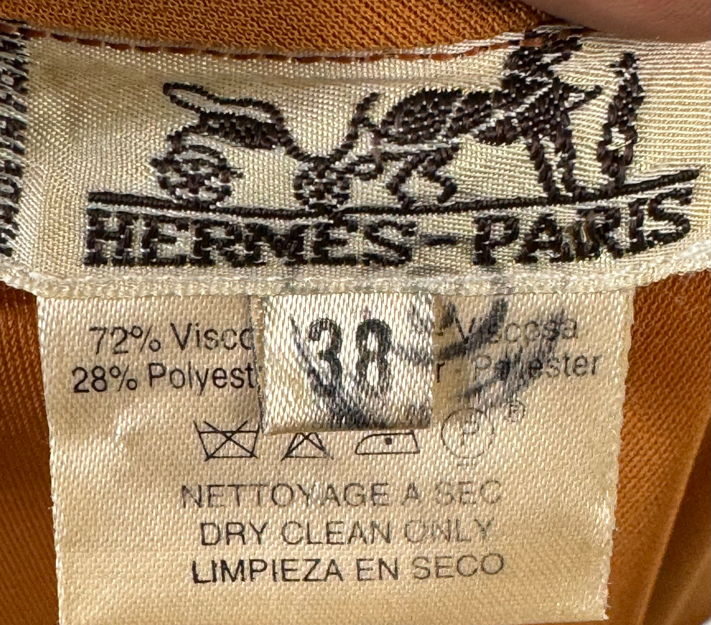 Vintage Hermes - Paris Tan Viscose Round Neck Top