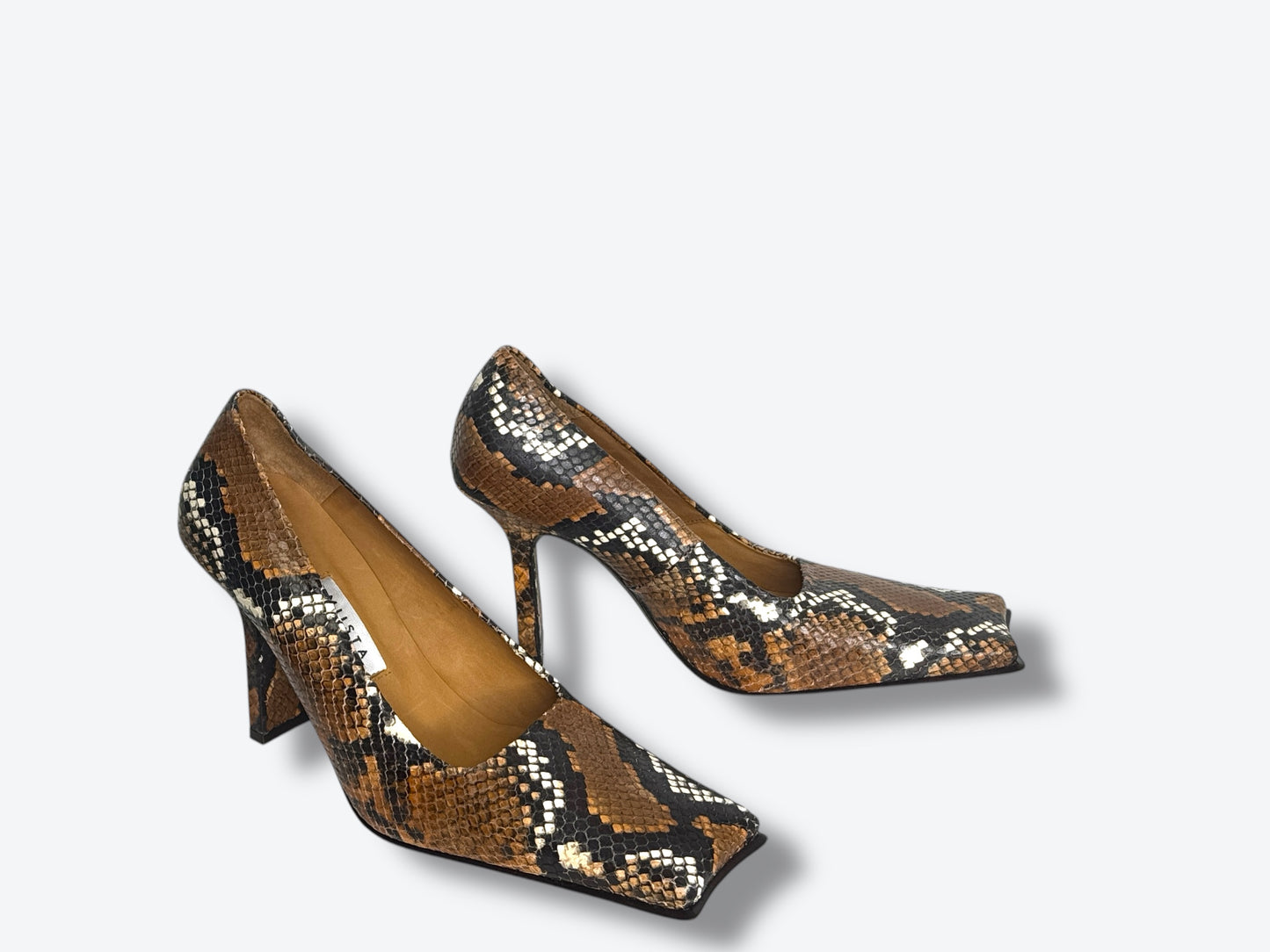 MIISTA Alicja  Auburn Vegan Leather Embossed Snake Pumps