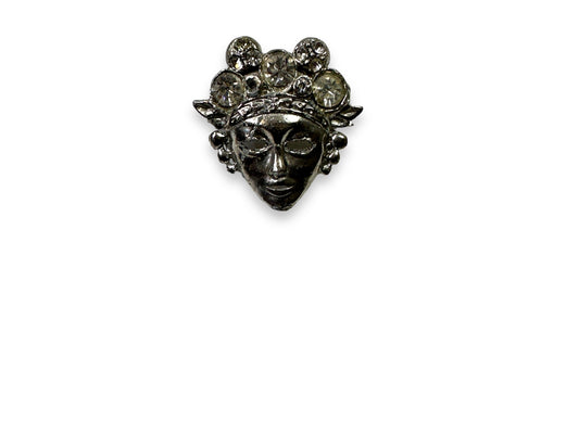 1980s Rhinestone Face mini Brooch