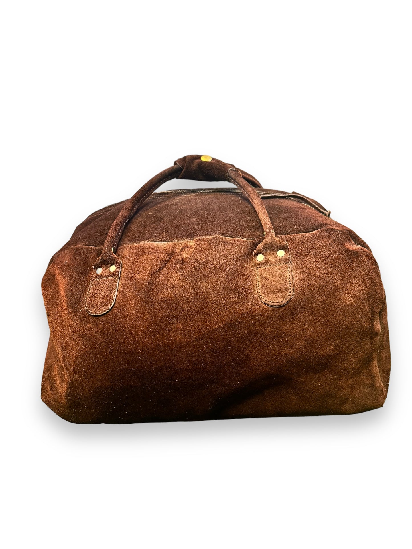 Vintage Unisex Brown Suede Weekender