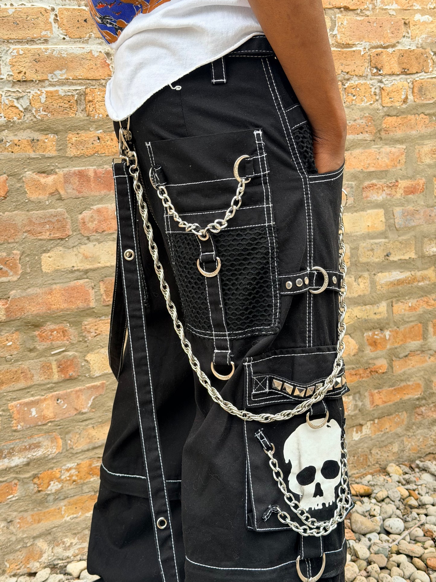Tripp NYC Chain And Skelton Detail Baggy Jeans