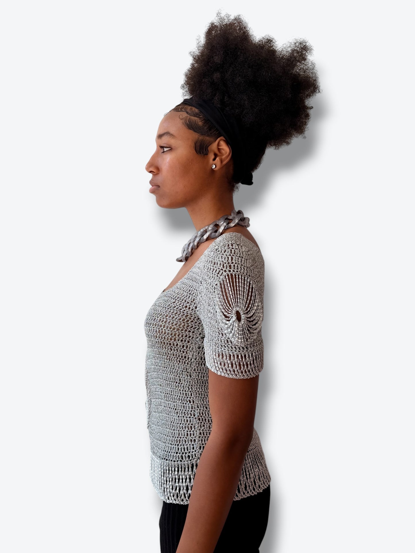 Vintage Hand-Crochet Sculptural Knit Top (Italy)