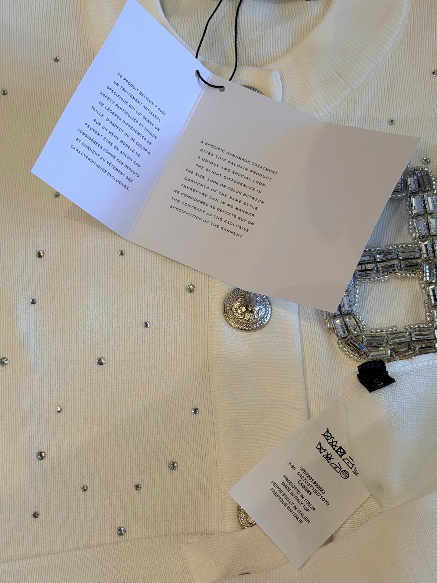 Trend: Balmin White Rhinestone + Pearl Cardigan