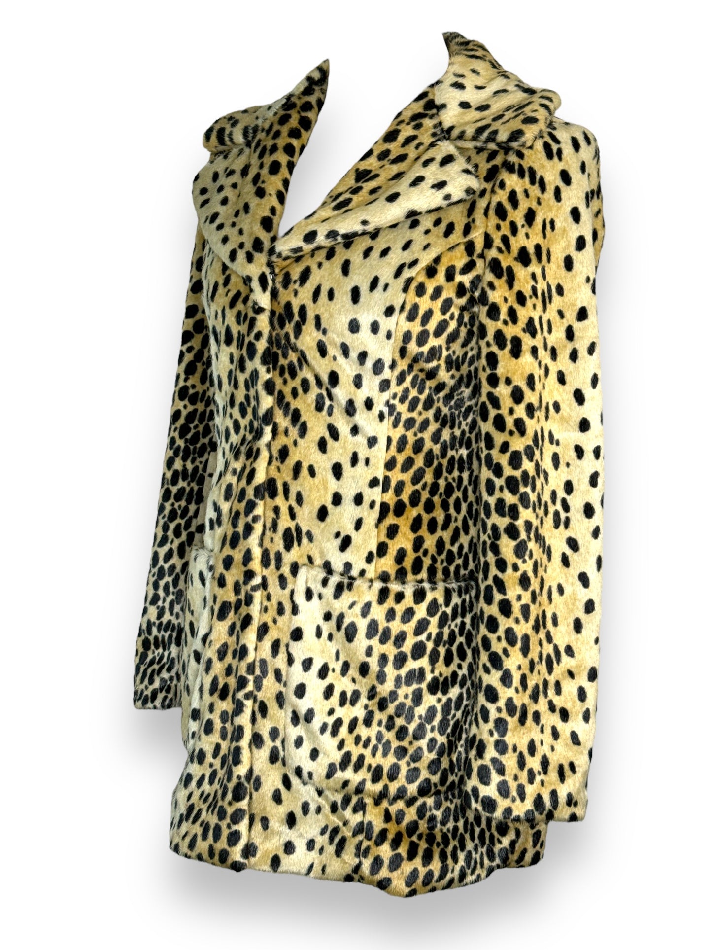 Y2K “Guess” Cheetah  Faux Fur Pea Coat