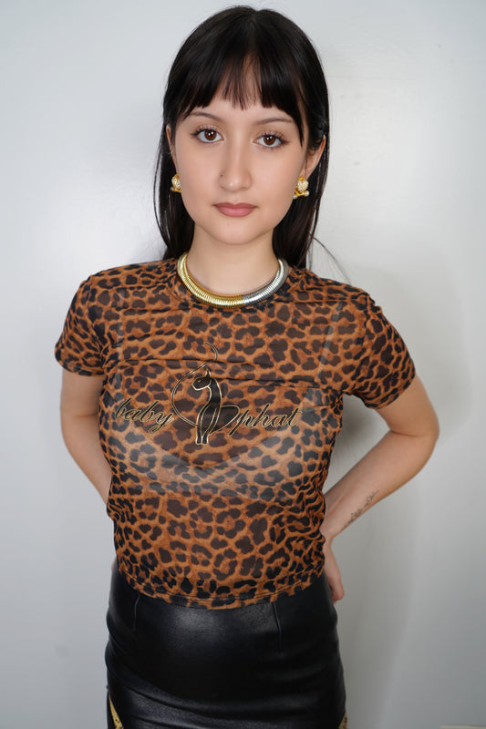 Baby Phat Sheer Cheetah Top