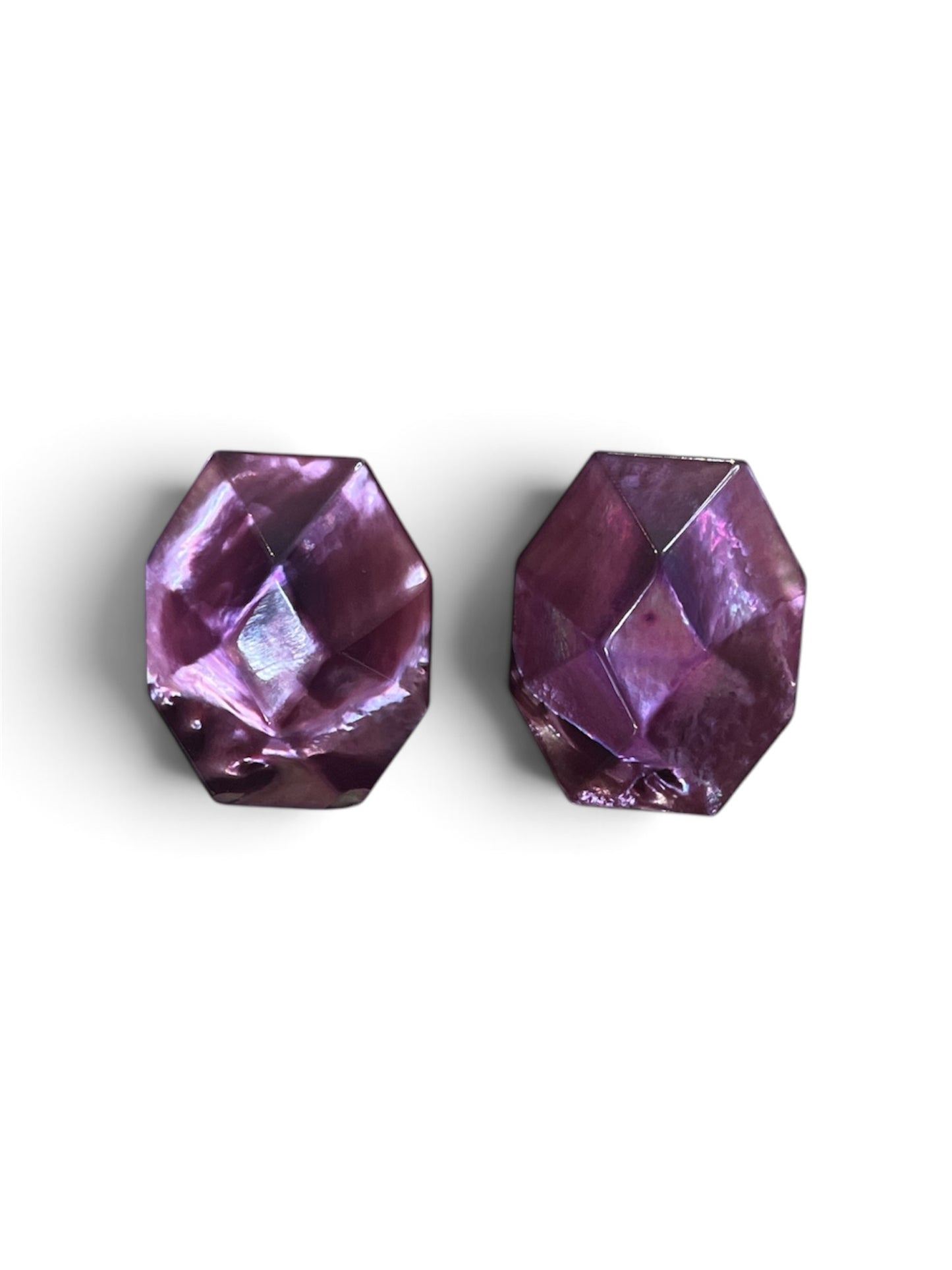 1990s Octagon Plum Purple Statement Earrings (Clip-On)