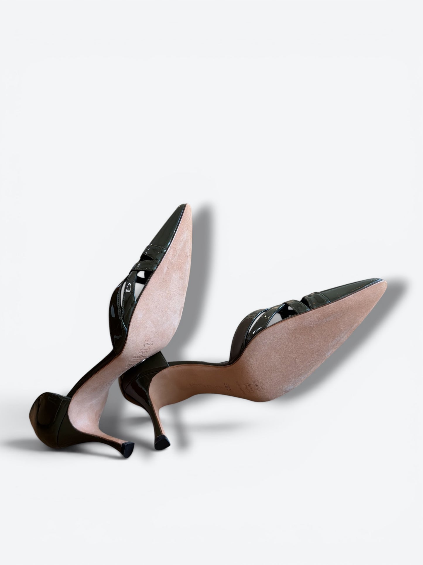 Y2K Manolo Blahnik Hunter Green Patent Leather D’Orsay Pumps