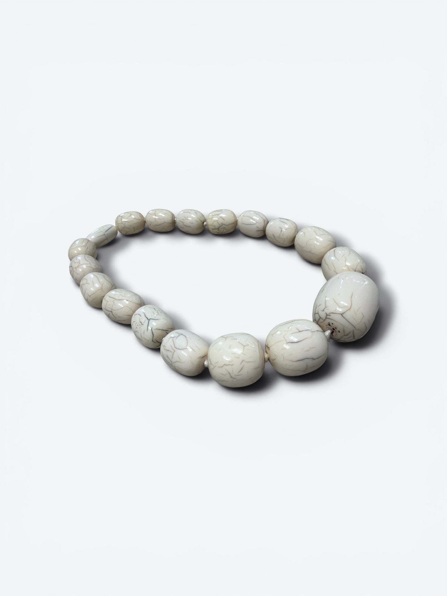 Vintage Ivory Crackle Bead Statement Necklace