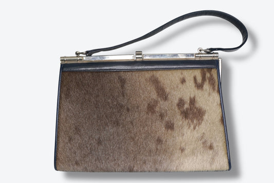 1960s Genuine Sealskin and Navy Frame Bag