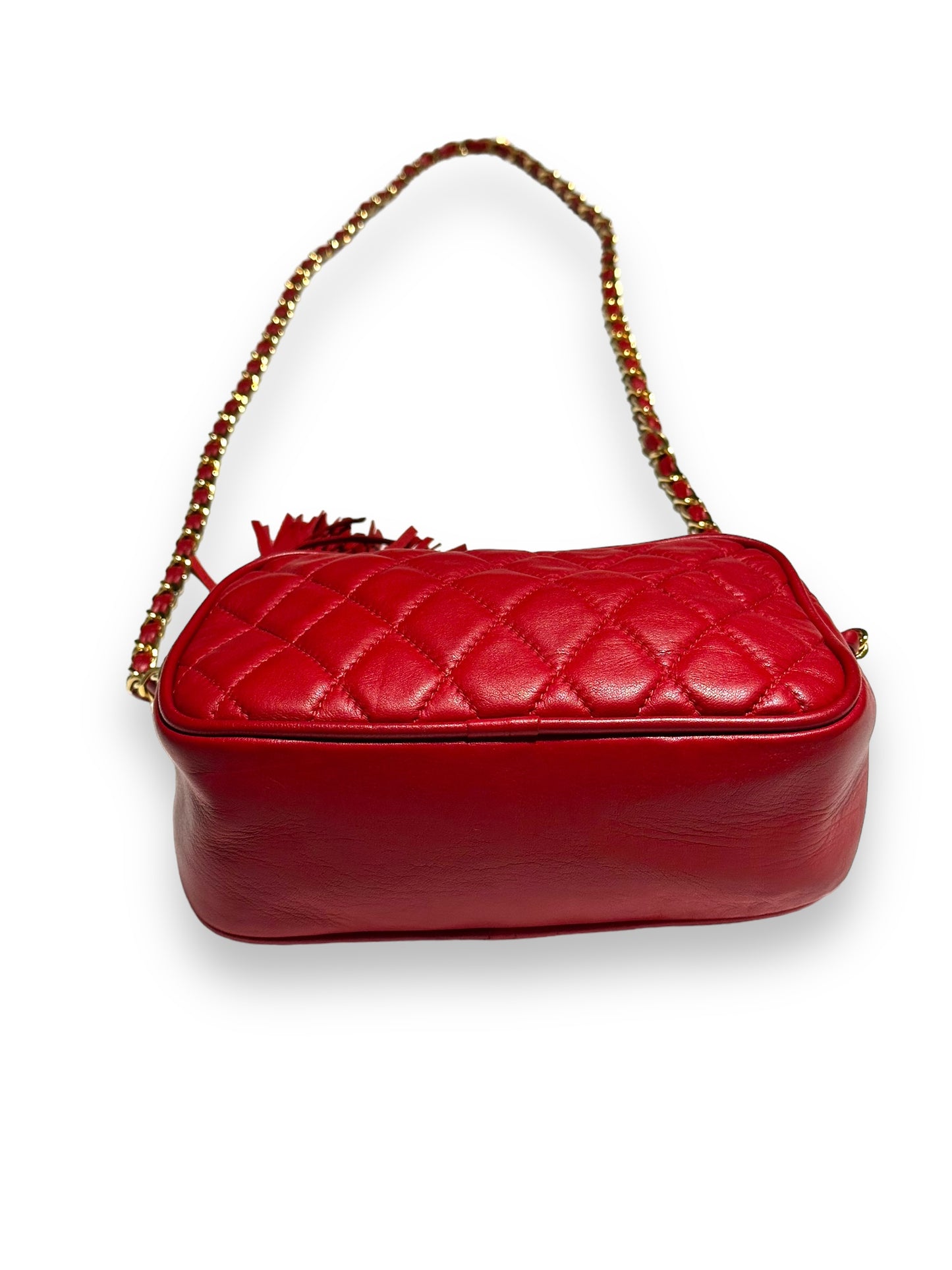 1980s • 1990s Holt Renfrew Canada Red Quilted + Chain Crossbody