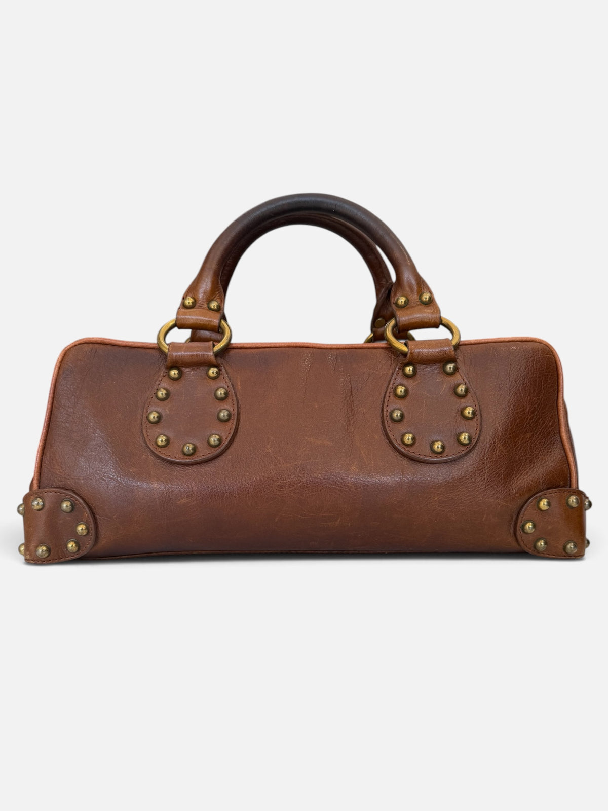 Y2K Kona Brown & Gold Grommet Satchel